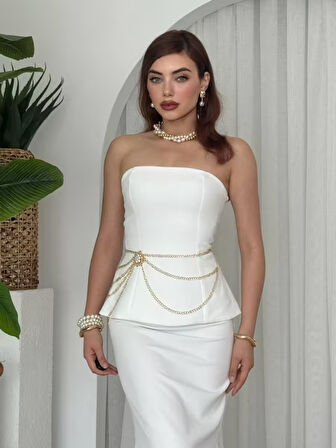 Yonca Moda Evi Spas Straplez Elbise
