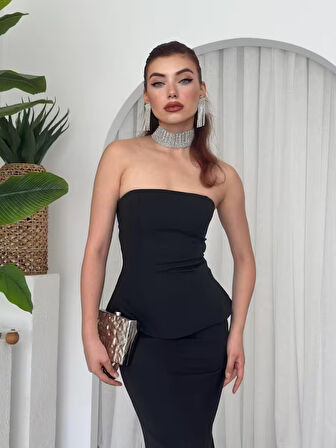 Yonca Moda Evi Spas Straplez Elbise