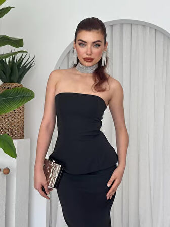 Yonca Moda Evi Spas Straplez Elbise
