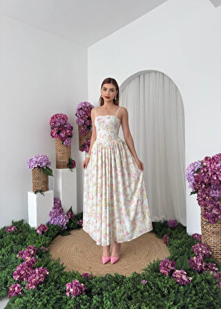 Yonca Moda Evi Pars İp Askılı Elbise