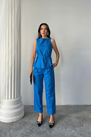 Yonca Moda Evi KETEN BLUZ - PANTOLON TAKIM MASSİMO MODEL  SCREAT KUMAŞ - Saks