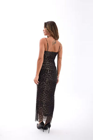 Yonca Moda Evi 6955 ELBİSE-LEOPAR