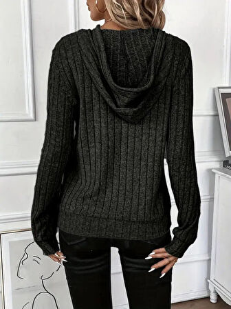 Yonca Moda Evi Kadın Uzun Kollu Kapşonlu Bağcıklı şardonlu Kaşkorse Bluz