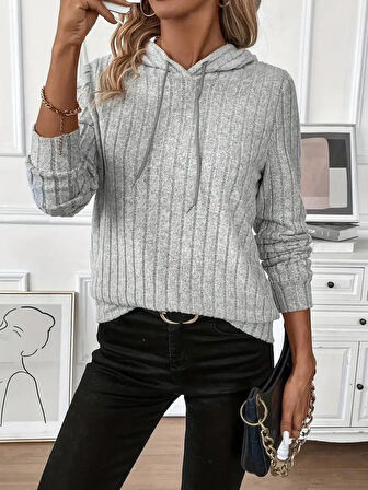 Yonca Moda Evi Kadın Uzun Kollu Kapşonlu Bağcıklı şardonlu Kaşkorse Bluz