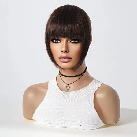 Yonca Moda Evi Yoğun Gerçek Saç Perçem / Koyu Kestane - 582533-1453