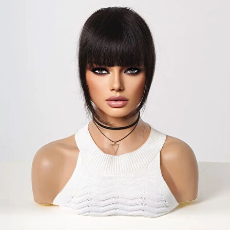 Yonca Moda Evi Yoğun Gerçek Saç Perçem / Siyah - 582534-1453