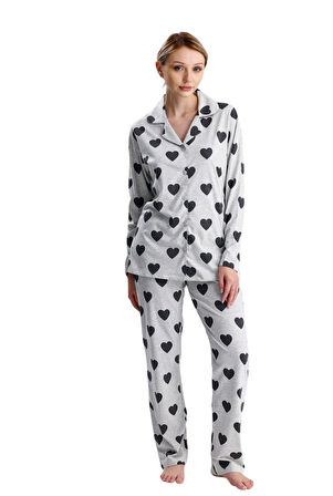 KALP DESEN PAMUK KADIN PİJAMA TAKIM