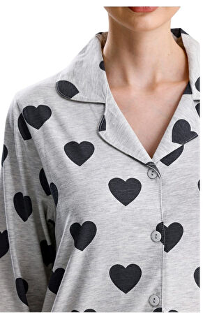 KALP DESEN PAMUK KADIN PİJAMA TAKIM