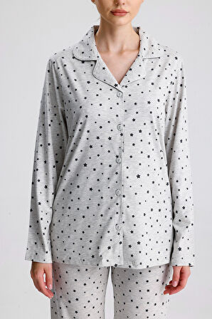 YILDIZ DESEN PAMUK KADIN PİJAMA TAKIM