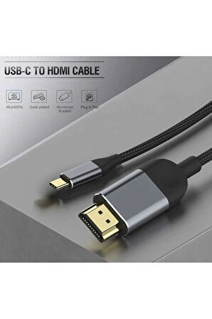 3 Metre 8 Gbps Hız 4k/30 Hz Type C To Hdmı Çevirici Dönüştürücü Tv Telefon Pc Hasır Bağlantı Kablosu