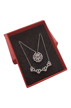 Modahilye 925 Ayar Gümüş Yonca Mıknatıslı Şans Kolyesi