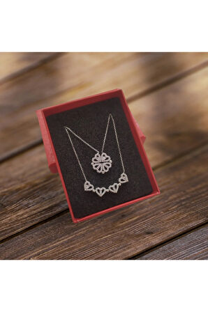 Modahilye 925 Ayar Gümüş Yonca Mıknatıslı Şans Kolyesi