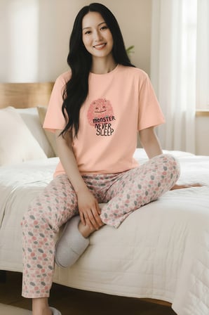Kadın %100 Pamuk Kısa Kol Pijama Takım