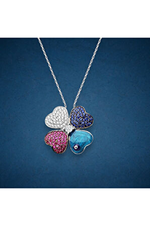 Modahilye 925 Ayar Gümüş Dört Yapraklı Yonca Şans Kolyesi