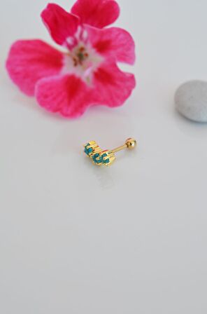 Mavi Renk Yıldızlı Helix Piercing Kıkırdak Lob Conch