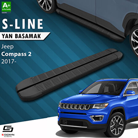 S-Dizayn Jeep Compass 2 S-Line Siyah Yan Basamak 173 Cm 2017 Üzeri A+ Kalite