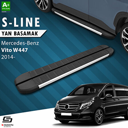 S-Dizayn Mercedes Vito W447 Uzun Şase S-Line Aluminyum Yan Basamak 253 Cm 2014 Üzeri A+ Kalite