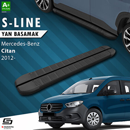 S-Dizayn Mercedes Citan Uzun Şase S-Line Siyah Yan Basamak 223 Cm 2012-2021 A+ Kalite