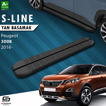 S-Dizayn Peugeot 3008 2 S-Line Siyah Yan Basamak 183 Cm 2016-2023 A+ Kalite