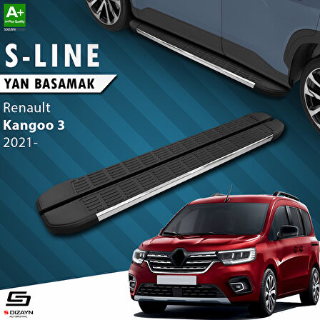 S-Dizayn Renault Kangoo 3 Uzun Şase S-Line Krom Yan Basamak 223 Cm 2021 Üzeri A+ Kalite