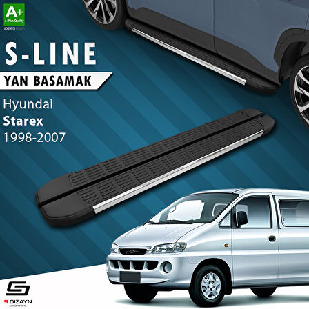 S-Dizayn Hyundai H-1 Starex Uzun Şase S-Line Krom Yan Basamak 213 Cm 1998-2007 A+ Kalite
