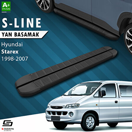 S-Dizayn Hyundai H-1 Starex Uzun Şase S-Line Siyah Yan Basamak 213 Cm 1998-2007 A+ Kalite