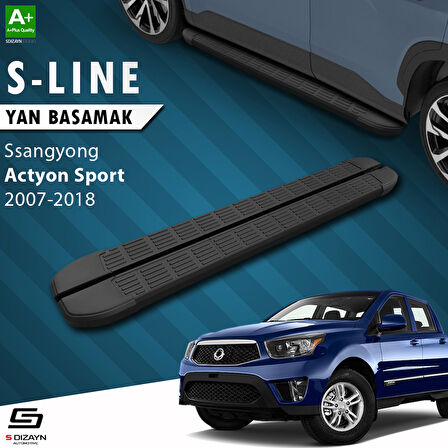 S-Dizayn Ssangyong Actyon Sports S-Line Siyah Yan Basamak 203 Cm 2007-2018 A+ Kalite