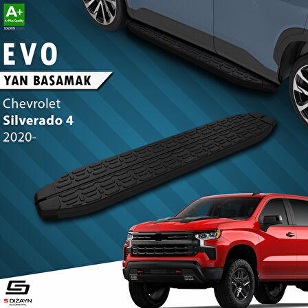 S-Dizayn Chevrolet Silverado 4 Uzun Şase Evo Siyah Yan Basamak 253 Cm 2020 Üzeri A+ Kalite