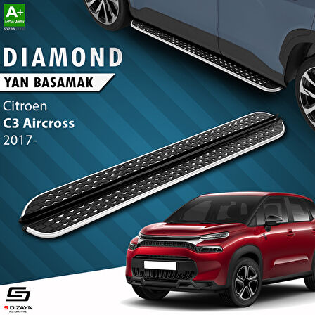 S-Dizayn Citroen C3 Aircross Diamond Krom Yan Basamak 183 Cm 2017 Üzeri A+ Kalite