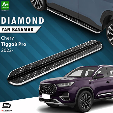 S-Dizayn Chery Tiggo8 Pro Diamond Krom Yan Basamak 183 Cm 2022 Üzeri A+ Kalite