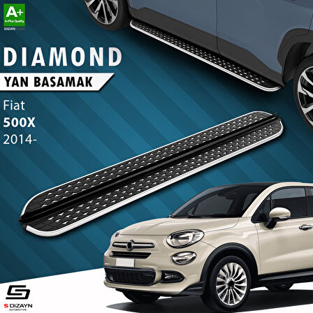 S-Dizayn Fiat 500X Diamond Krom Yan Basamak 173 Cm 2014 Üzeri A+ Kalite
