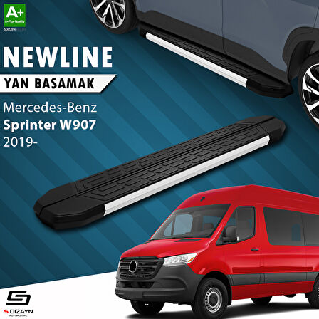 S-Dizayn Mercedes Sprinter W907 Uzun Şase NewLine Aluminyum Yan Basamak 333 Cm 2019 Üzeri A+ Kalite