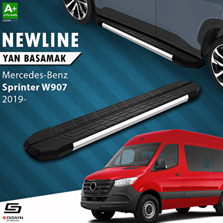 S-Dizayn Mercedes Sprinter W907 Uzun Şase NewLine Krom Yan Basamak 333 Cm 2019 Üzeri A+ Kalite