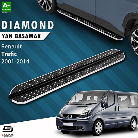S-Dizayn Renault Trafic 2 Kısa Şase Diamond Krom Yan Basamak 223 Cm 2001-2014 A+ Kalite