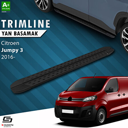 S-Dizayn Citroen Jumpy 3 Uzun Şase TrimLine Siyah Yan Basamak 248 Cm 2016 Üzeri