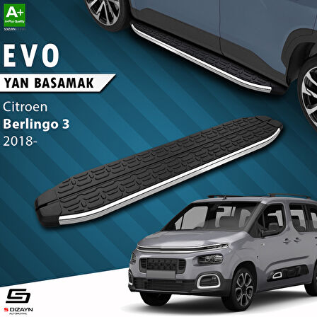 S-Dizayn Citroen Berlingo 3 Uzun Şase Evo Krom Yan Basamak 213 Cm 2018 Üzeri A+ Kalite
