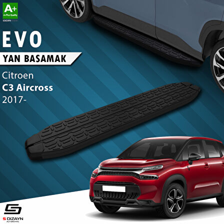 S-Dizayn Citroen C3 Aircross Evo Siyah Yan Basamak 183 Cm 2017 Üzeri A+ Kalite