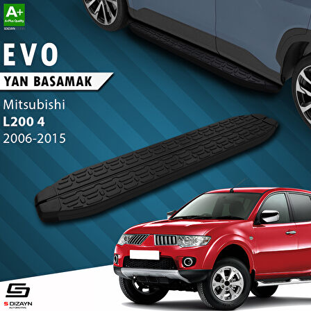 S-Dizayn Mitsubishi L200 4 Evo Siyah Yan Basamak 193 Cm 2006-2015 A+ Kalite