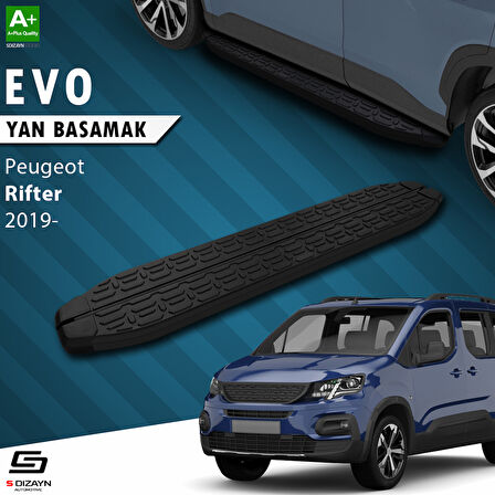 S-Dizayn Peugeot Rifter Uzun Şase Evo Siyah Yan Basamak 213 Cm 2019 Üzeri A+ Kalite