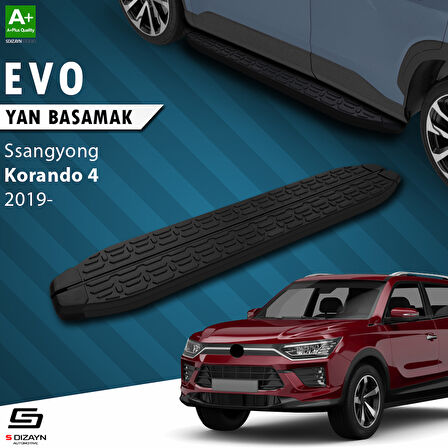 S-Dizayn Ssangyong Korando Evo Siyah Yan Basamak 183 Cm 2019 Üzeri A+ Kalite