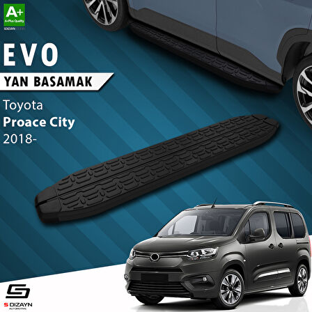 S-Dizayn Toyota Proace City Uzun Şase Evo Siyah Yan Basamak 213 Cm 2018 Üzeri A+ Kalite
