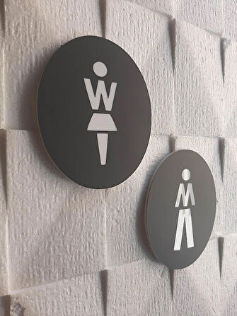 Mat Antrasit Seri WC Yönlendirme Levha Seti