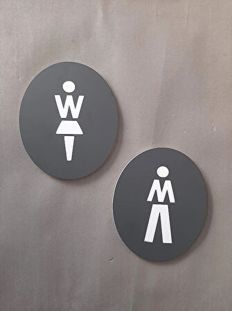 Mat Antrasit Seri WC Yönlendirme Levha Seti