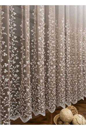 Vizon Etek Ucu Papatya Desenli Renk Geçişli 2 Kat Pileli Tül Perde