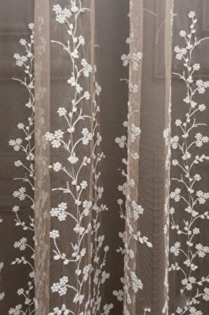 Vizon Etek Ucu Papatya Desenli Renk Geçişli 2 Kat Pileli Tül Perde