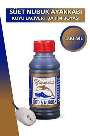 Bağcık + Altın Yunus Nubuk Süet Ayakkabı Bakım Boyası Süngerli 100 ML Set