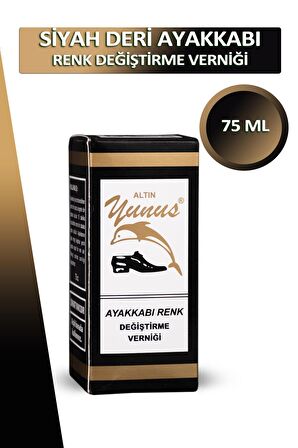 Bağcık + Altın Yunus Deri Ayakkabı Siyah Renk Değiştirici Bakım Boyası 75 ML Set