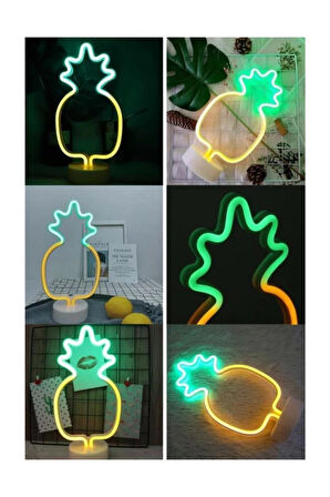 Ananas Model Neon Led Işıklı Masa Lambası Dekoratif Aydınlatma Gece Lambası