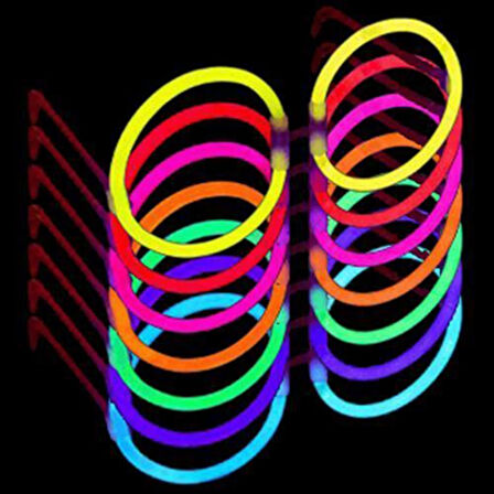 Glow Stick Parti Gözlüğü Glow Partisi Yuvarlak Şekilli Fosforlu Gözlük 6 Adet