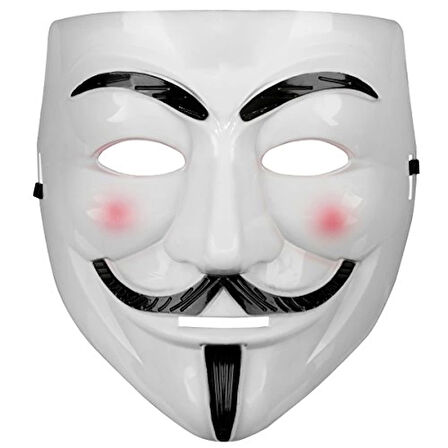 Beyaz Renk Pembe Yanaklı İthal V For Vendetta Maskesi